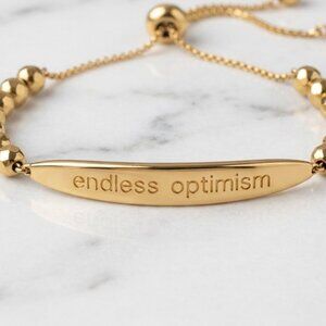 Gorjana Gold Beaded Bracelet with Endless Optimism Intention Engraving
